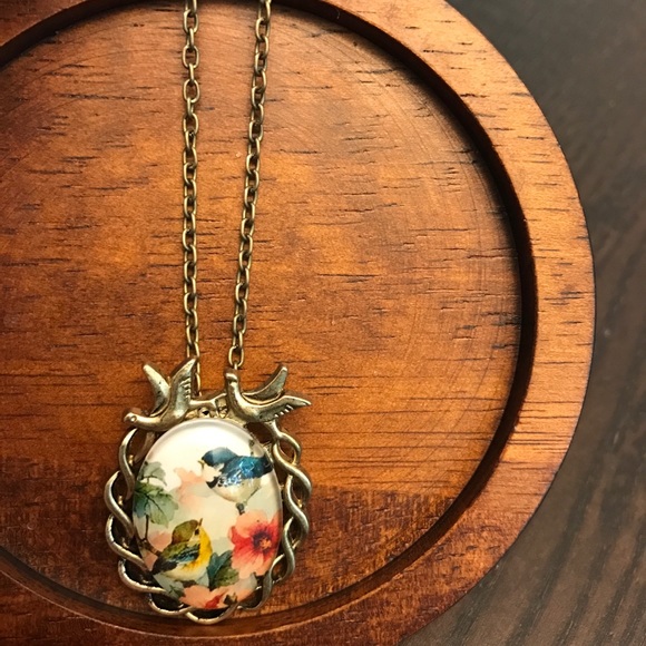 NEW!💙💎🌺FLIRTY GIRLY BIRD NECKLACE🌺💎💙FLORAL - Picture 6 of 8